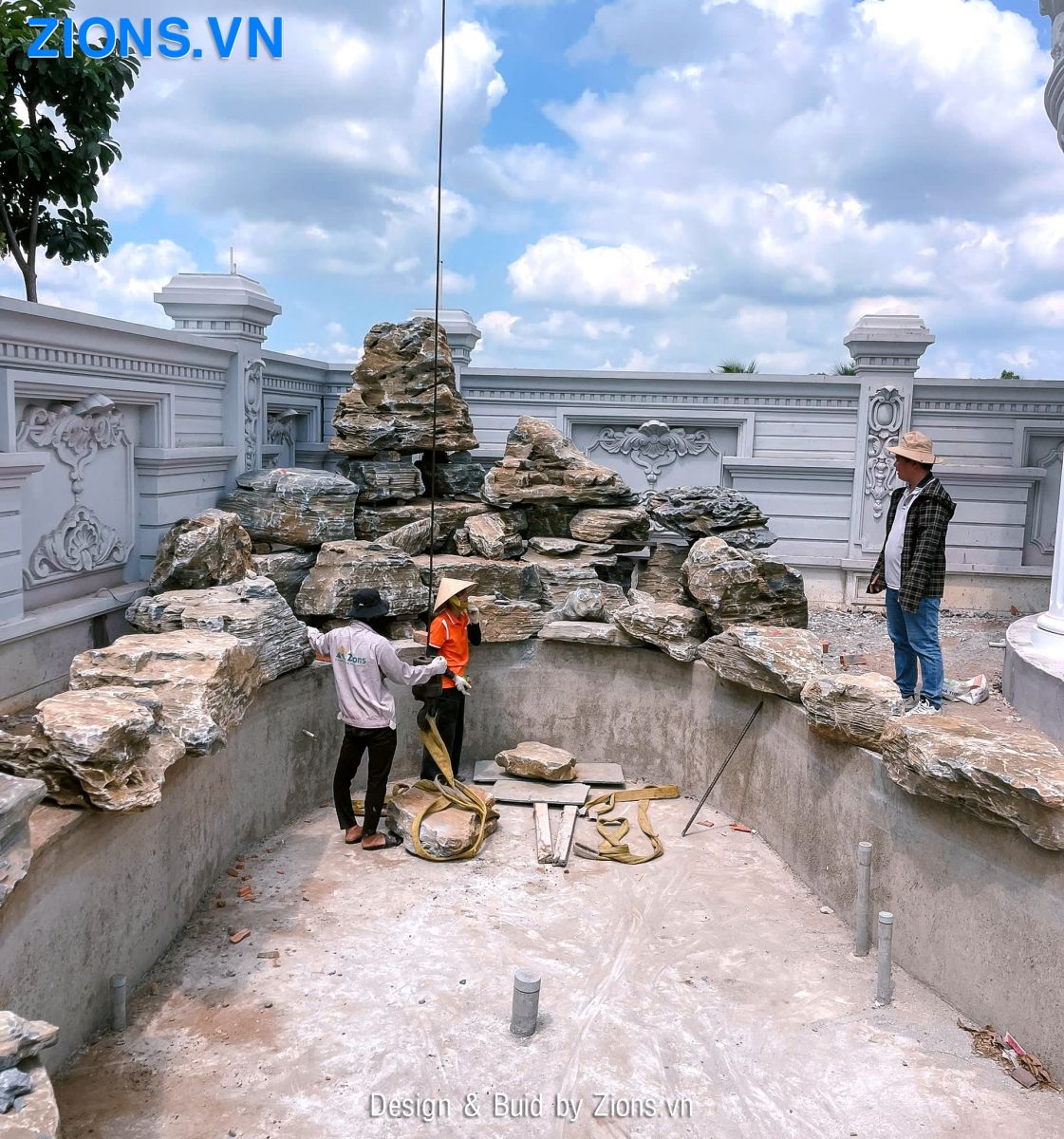 Làm thác hồ koi chuẩn kỹ thuật - quy trình thi công hồ koi